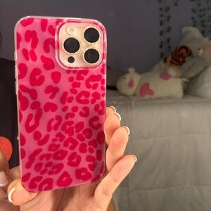 Apple Pink Leopard Print Phone Case